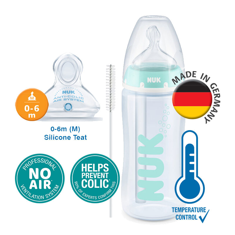 NUK Anti-Colic Professional Temperature Control Baby Bottle with Silicone Teat 300ml  | Made in Germany